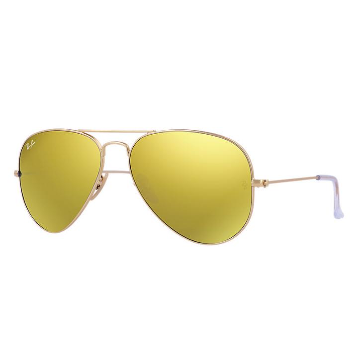 Ray-ban Aviator Gold Sunglasses, Yellow Flash Lenses - Rb3025