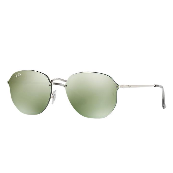 Ray-ban Blaze Hexagonal Silver Sunglasses, Green Lenses - Rb3579n