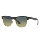 Ray-ban Clubmaster Oversized Black Sunglasses, Polarized Blue Lenses - Rb4175