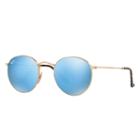 Ray-ban Round Flat Gold Sunglasses, Blue Lenses - Rb3447n