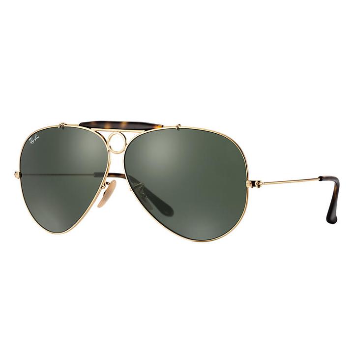 Ray-ban Shooter Havana Collection Gold Sunglasses, Green Lenses - Rb3138