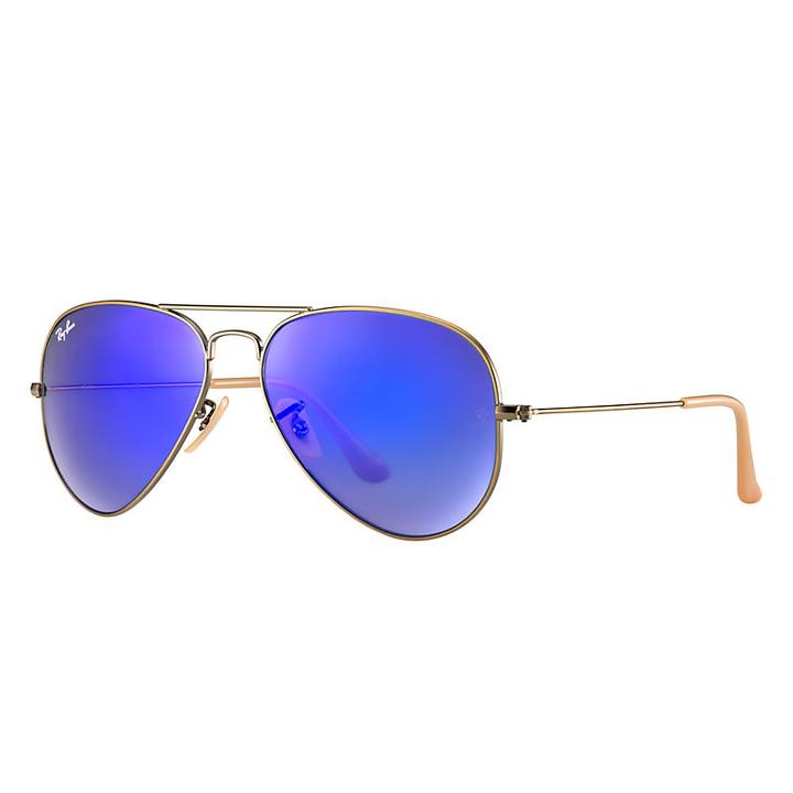 Ray-ban Aviator Copper Sunglasses, Blue Flash Lenses - Rb3025