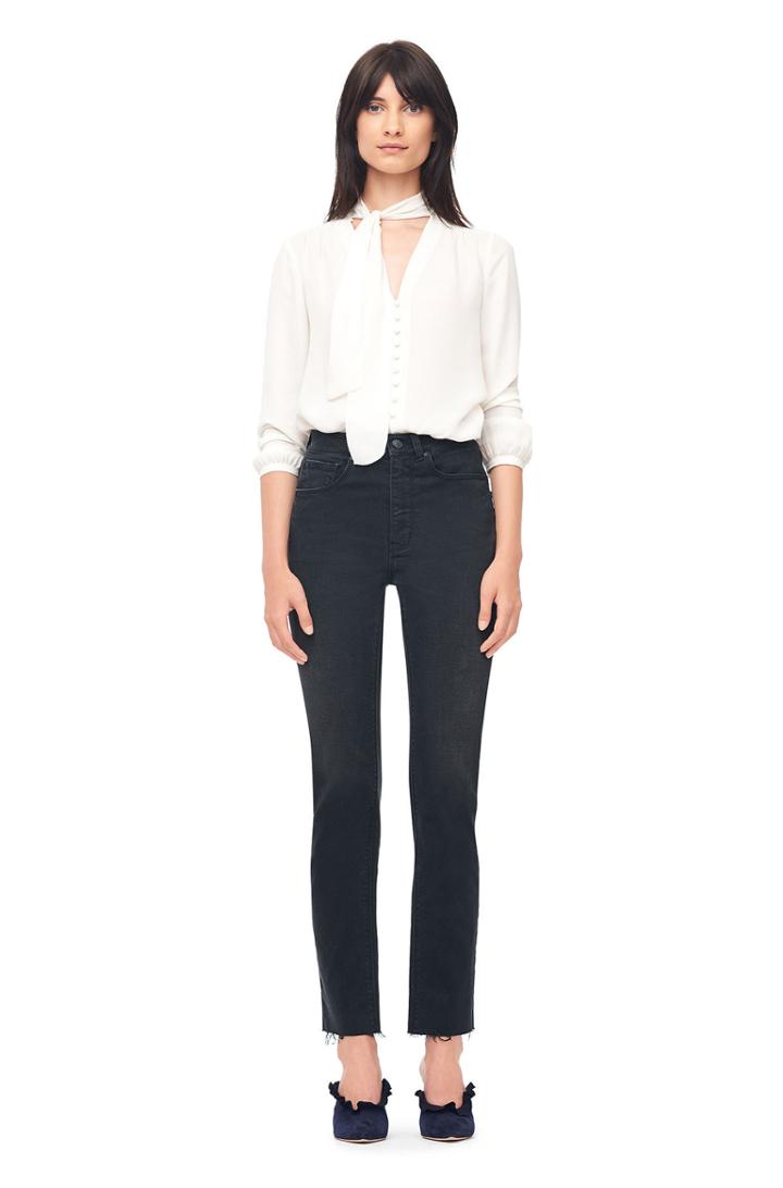 Rebecca Taylor Silk Georgette Scarf Tie Top