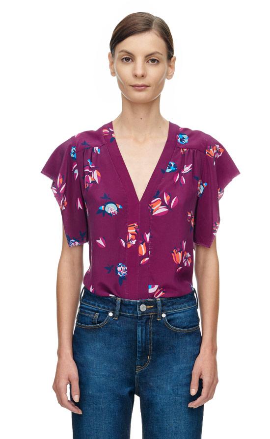 Rebecca Taylor Rebecca Taylor Short Sleeve Bellflower Print Top
