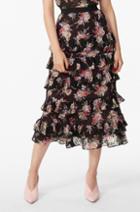 Rebecca Taylor Bouquet Floral Tiered Ruffle Skirt