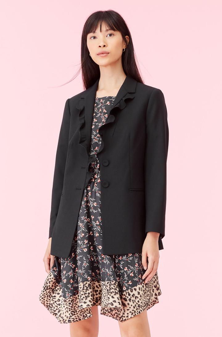 Rebecca Taylor Rebecca Taylor Gabardine Suiting Ruffle Jacket