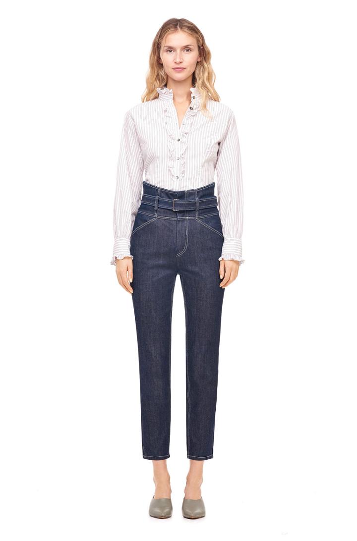 Rebecca Taylor La Vie Gigi Stripe Ruffle Shirt