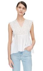 Rebecca Taylor Rebecca Taylor Sleeveless Stitched Square Embroidered Top