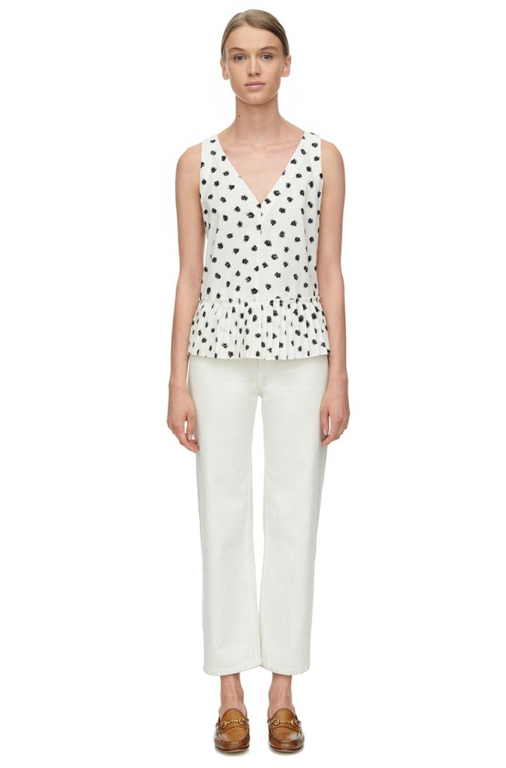 Rebecca Taylor Rebecca Taylor Sleeveless Dandelion Print Top 8 Chalk/black