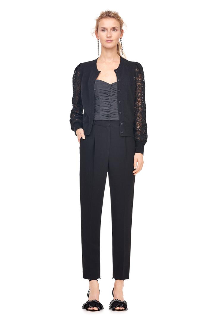 Rebecca Taylor Luna Script Lace Sleeve Cardigan