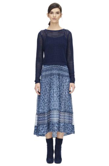 Rebecca Taylor Rebecca Taylor Mesh Cropped Pullover M Navy