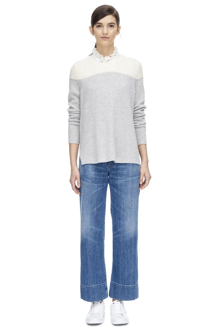 Rebecca Taylor Rebecca Taylor Blocked Cashmere Pullover S Chalk/grey