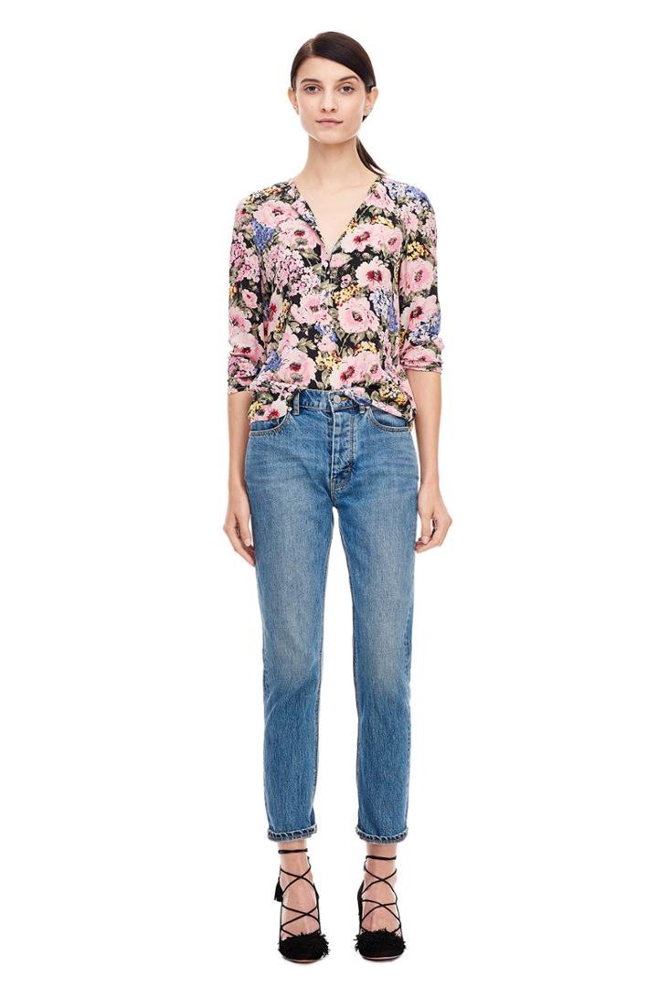 Rebecca Taylor Long Sleeve Lavinia Rose Top