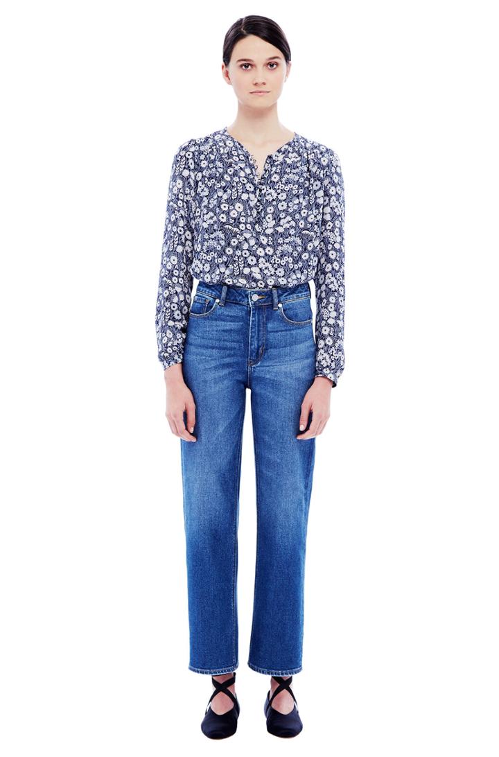 Rebecca Taylor Rebecca Taylor Silk Liane Floral Top 10 Navy Combo