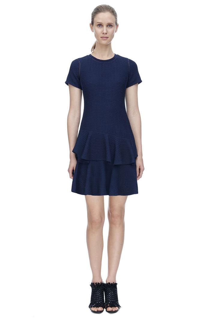 Rebecca Taylor Rebecca Taylor Short Sleeve Pucker Jacquard Dress 8 Navy