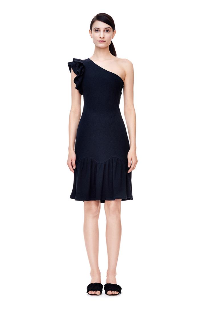 Rebecca Taylor One-shoulder Ribbed Jersey Dress