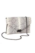Rebecca Taylor Loeffler Randall Snake Print Leather Clutch Os Black/white