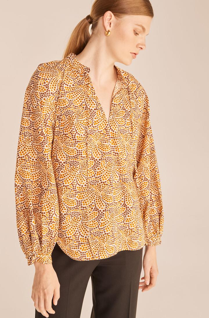 Rebecca Taylor Rebecca Taylor Speckled Fleur Long Sleeve Mock Neck Top