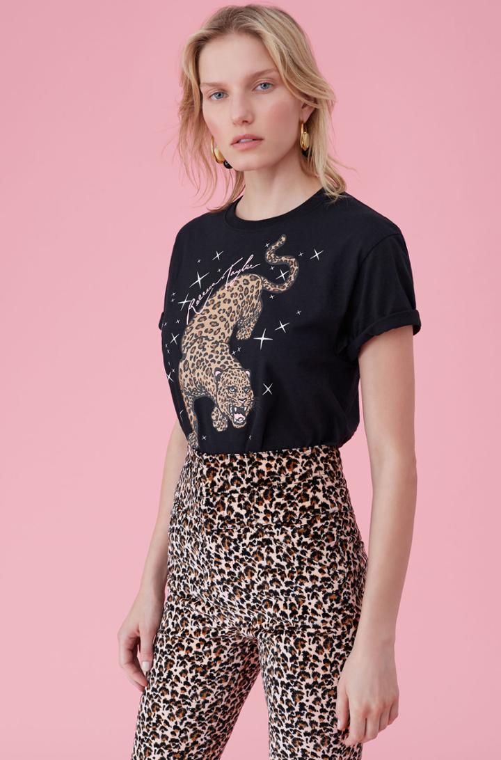 Rebecca Taylor Glitter Leopard Print Tee