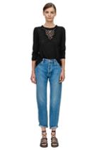 Rebecca Taylor Rebecca Taylor Long Sleeve Jersey And Lace Tee Xs Black