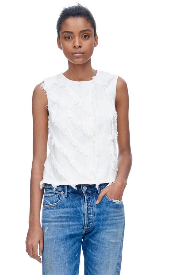 Rebecca Taylor Rebecca Taylor Sleeveless Bias Fringe Top
