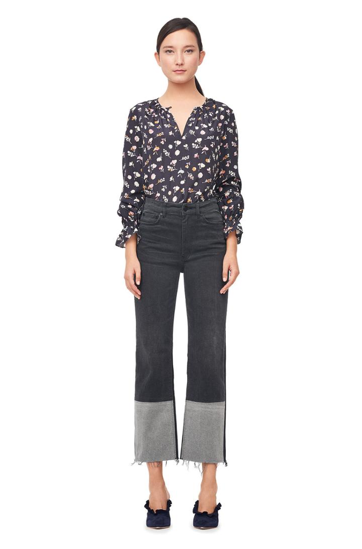 Rebecca Taylor Holly Flower Print Silk Top