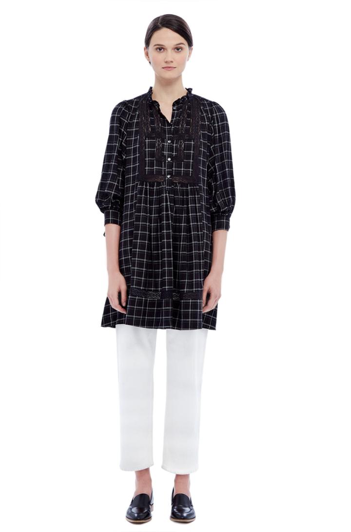 Rebecca Taylor Rebecca Taylor La Vie Windowpane Plaid Dress Xs Black