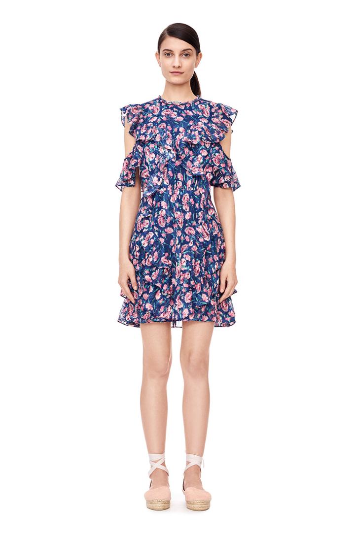 Rebecca Taylor Open-shoulder Tea Rose Dress