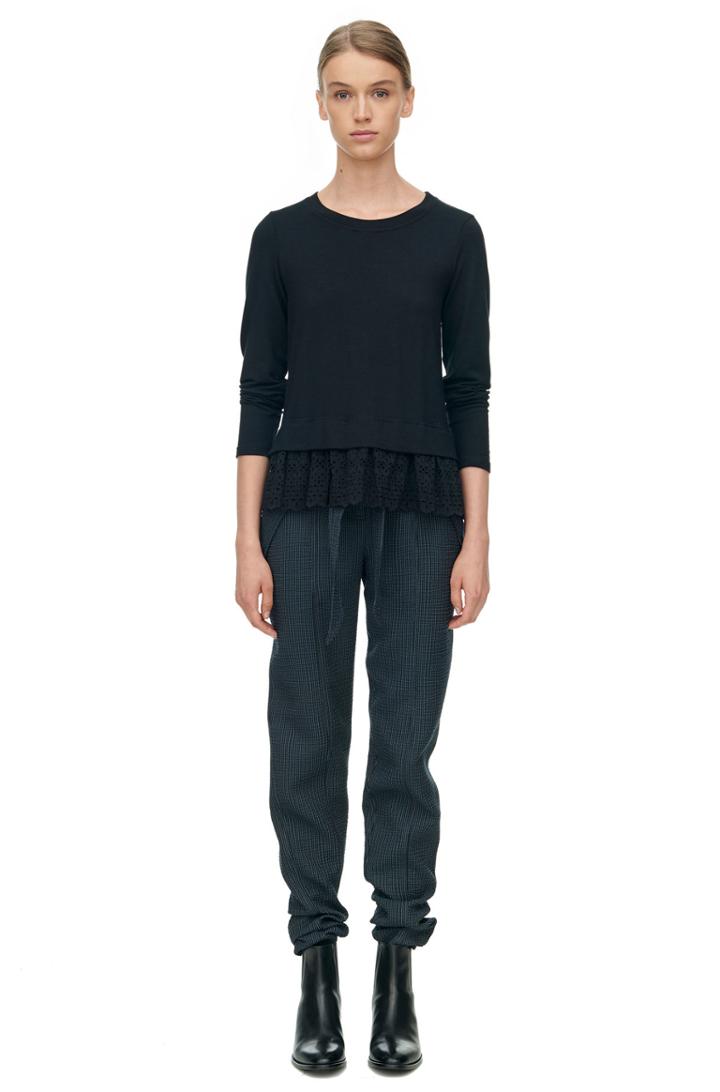 Rebecca Taylor Rebecca Taylor Long Sleeve Embroidered Terry Top M Black/black