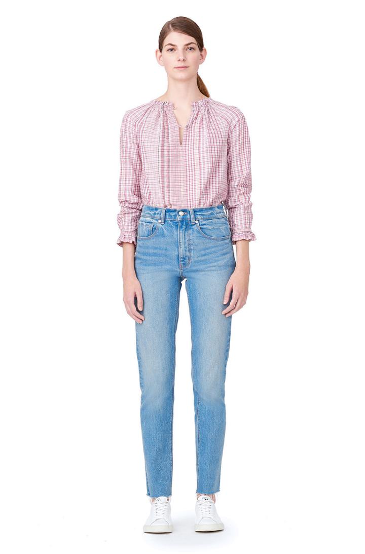 Rebecca Taylor La Vie Long Sleeve Lurex Plaid Top