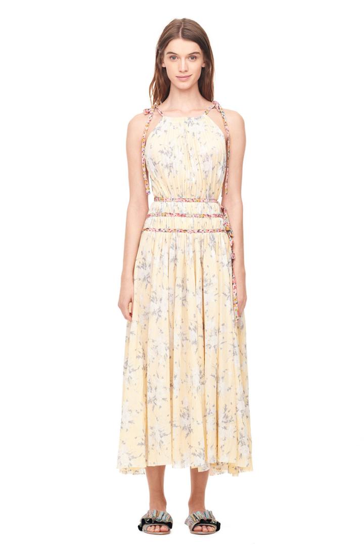Rebecca Taylor Lemon Rose Pleated Dress