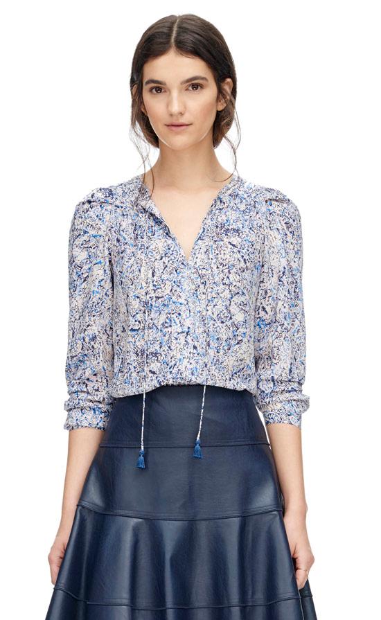 Rebecca Taylor Rebecca Taylor Long Sleeve Block Print Top