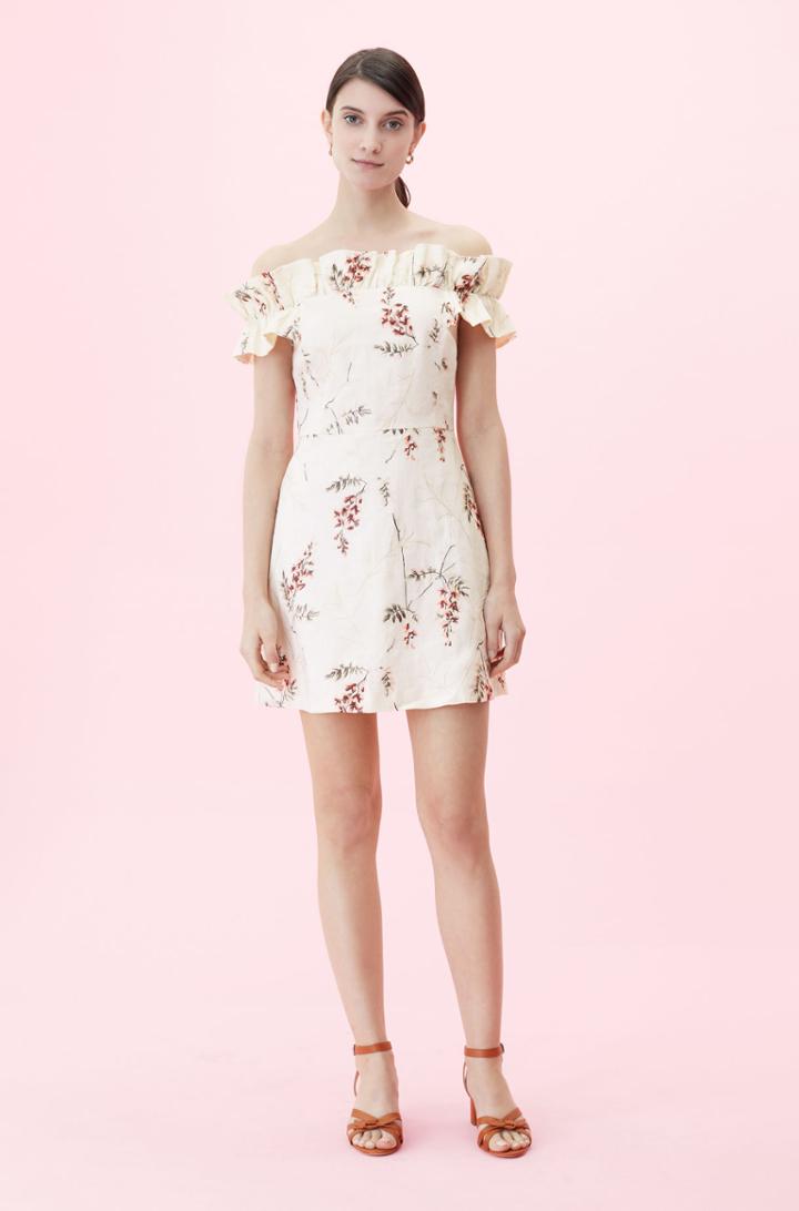 Rebecca Taylor Rebecca Taylor Off-the-shoulder Ivie Fleur Embroidered Dress