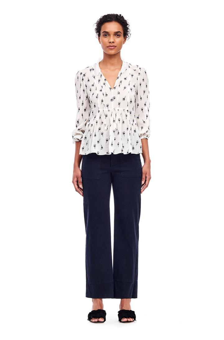 Rebecca Taylor Long Sleeve Tulip Clip Top