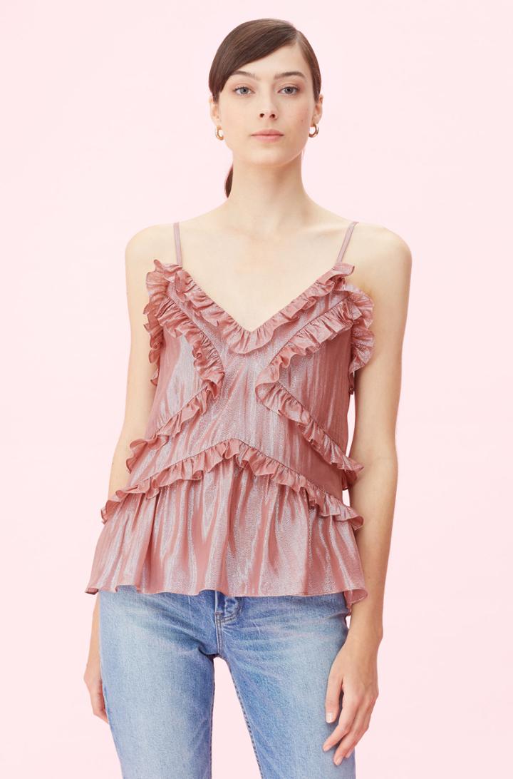 Rebecca Taylor Rebecca Taylor Metallic Chiffon Ruffle Tank
