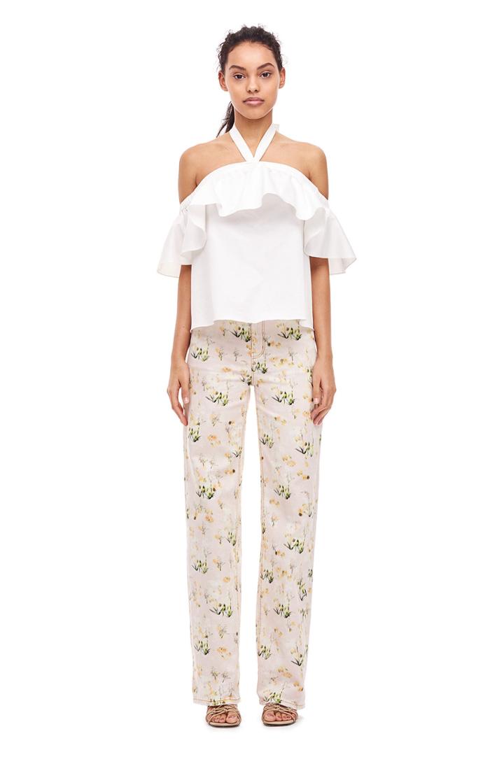 Rebecca Taylor Open-shoulder Halter Cotton Top