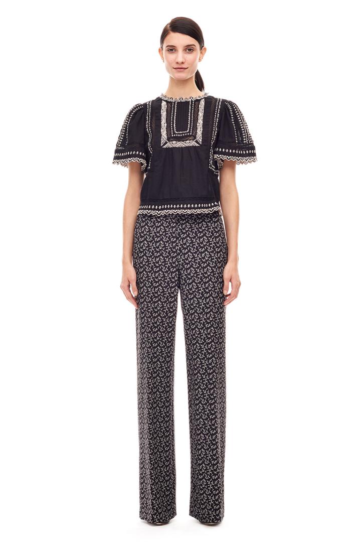 Rebecca Taylor Short Sleeve Esme Embroidered Top