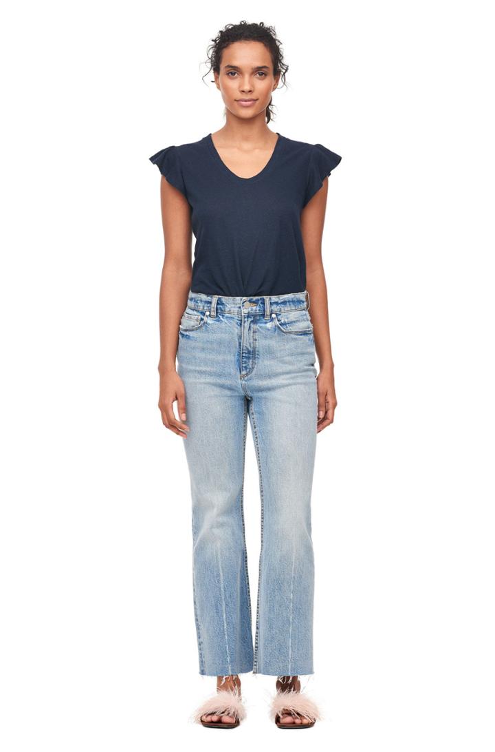 Rebecca Taylor Rebecca Taylor La Vie Washed Textured Jersey Tee Navy, Size X-small