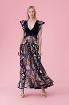 Rebecca Taylor Glistening Rose Velvet Ruffle Dress