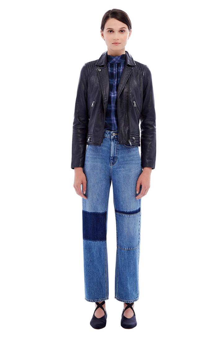 Rebecca Taylor Rebecca Taylor Garment Washed Leather Jacket 0 Navy