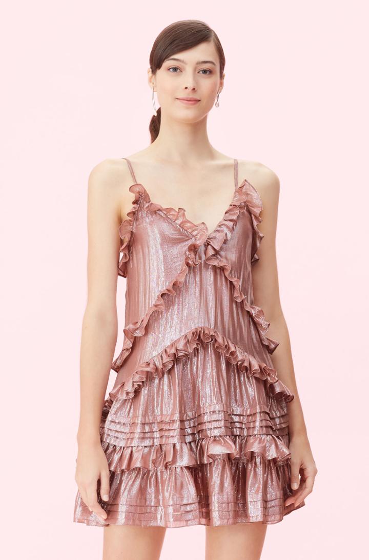 Rebecca Taylor Rebecca Taylor Metallic Chiffon Ruffle Dress