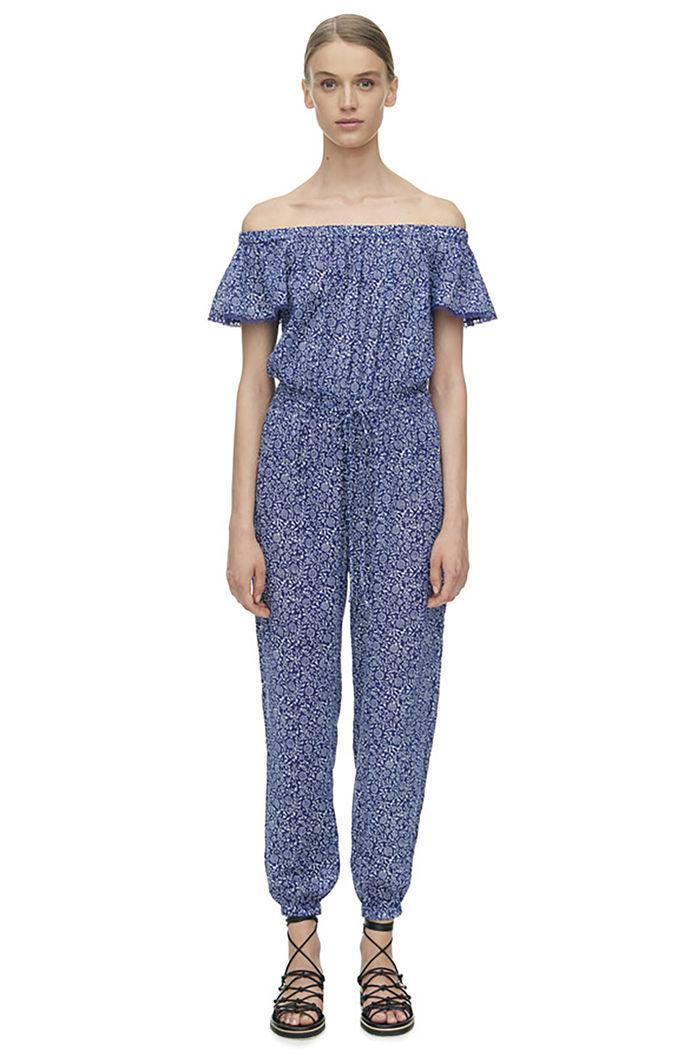 Rebecca Taylor Rebecca Taylor Woodblock Vine Print Gauze Jumpsuit 4 Ink Blue