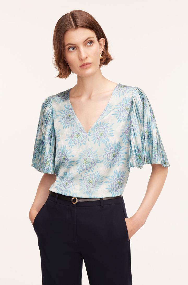 Rebecca Taylor Rebecca Taylor Astera Fleur Pleated Puff-sleeve Blouse