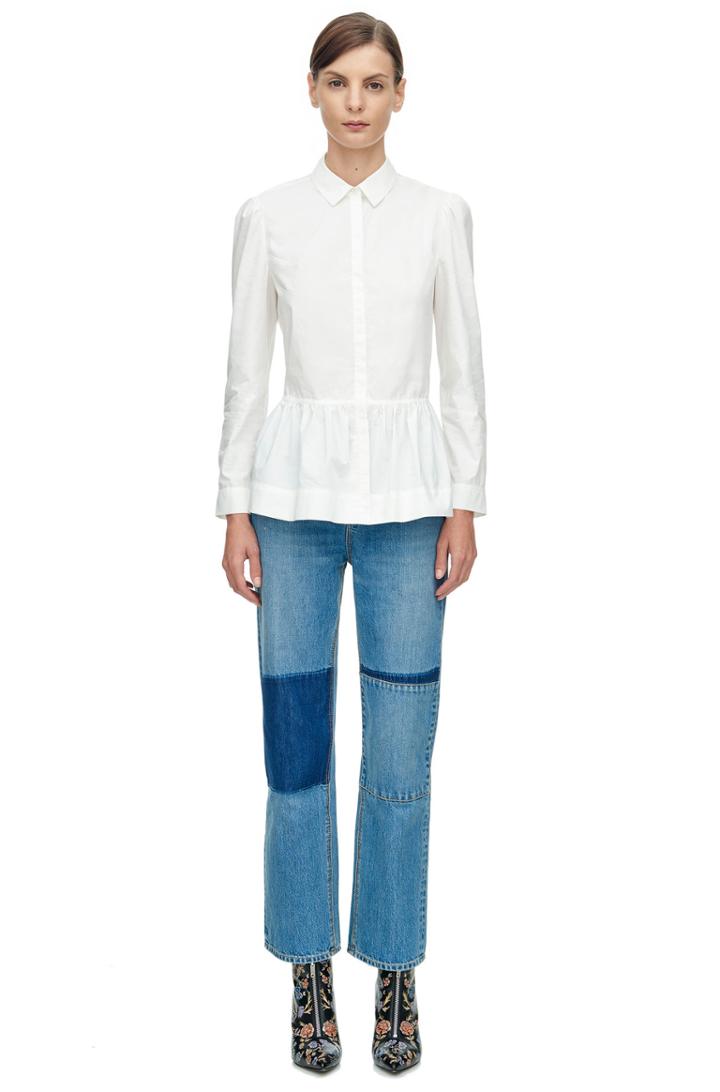 Rebecca Taylor Rebecca Taylor Long Sleeve Poplin Peplum Top 6 Sea Salt