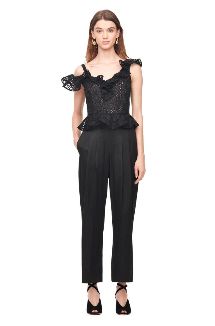 Rebecca Taylor Malorie Embroidery & Sateen Jumpsuit