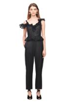 Rebecca Taylor Malorie Embroidery & Sateen Jumpsuit
