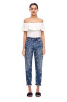 Rebecca Taylor On/off Shoulder Jersey Linen Tee