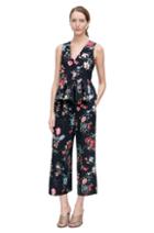 Rebecca Taylor Rebecca Taylor Sleeveless Meadow Floral Top 0 Black Combo