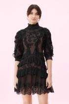Rebecca Taylor Silk & Embroidered Ruffle Dress