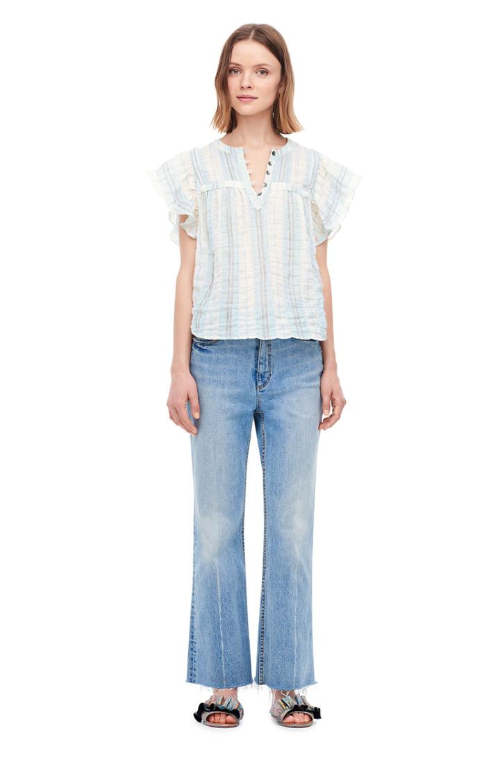 Rebecca Taylor La Vie Double Gauze Stripe Top